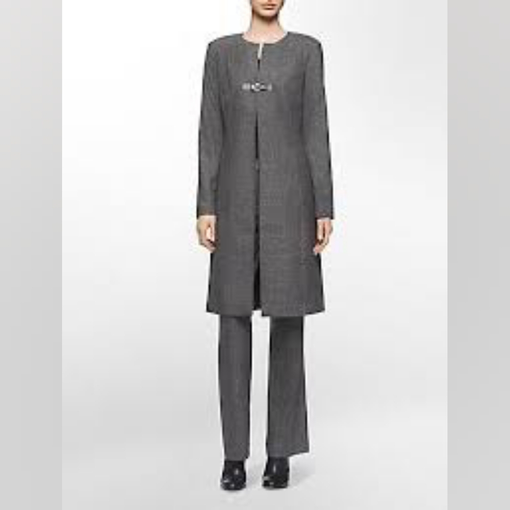 Calvin Klein grey Houndstooth long blazer NWOT